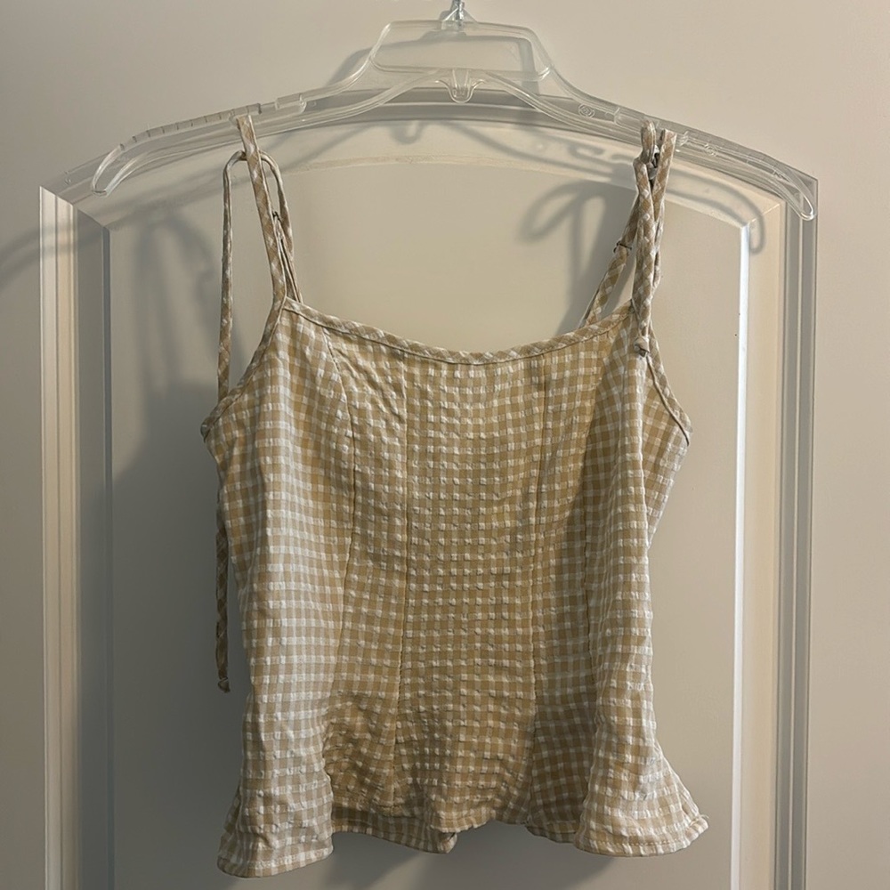 White and tan crop top